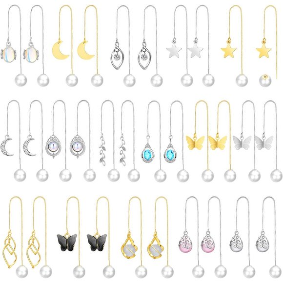 New 16 Pairs Teardrop Crystal Drop Dangle Earrings Cubic Zirconia Pendan… - Picture 3 of 7